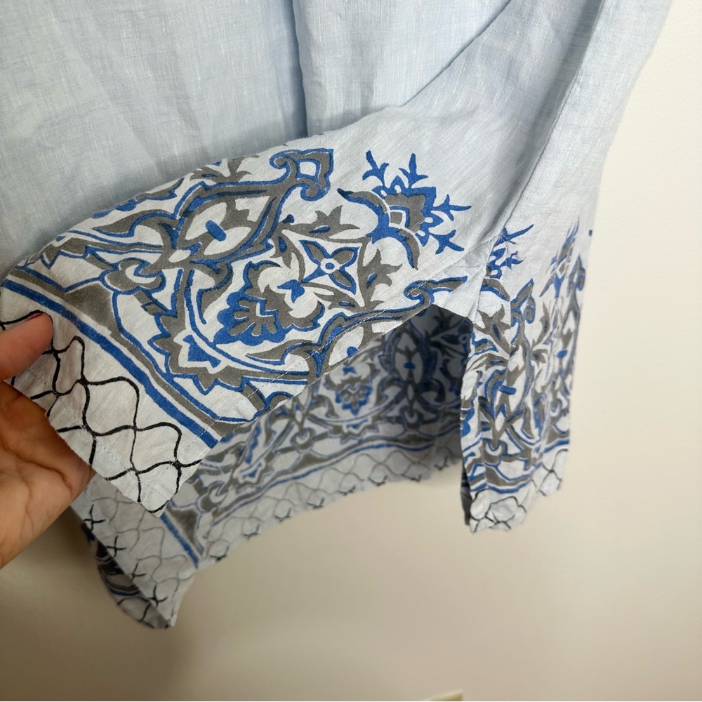 Roberta Roller Rabbit Blue Patterned Linen Tunic … - image 6